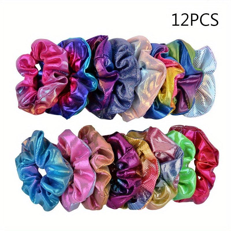 12pcs Glitter Silky Hair Tie Y2K Hair Rope Female Hair Accessories