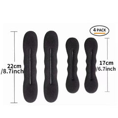4pcs Solid Hair Bun Maker & 3pcs Hair Tie Elastic Headwear