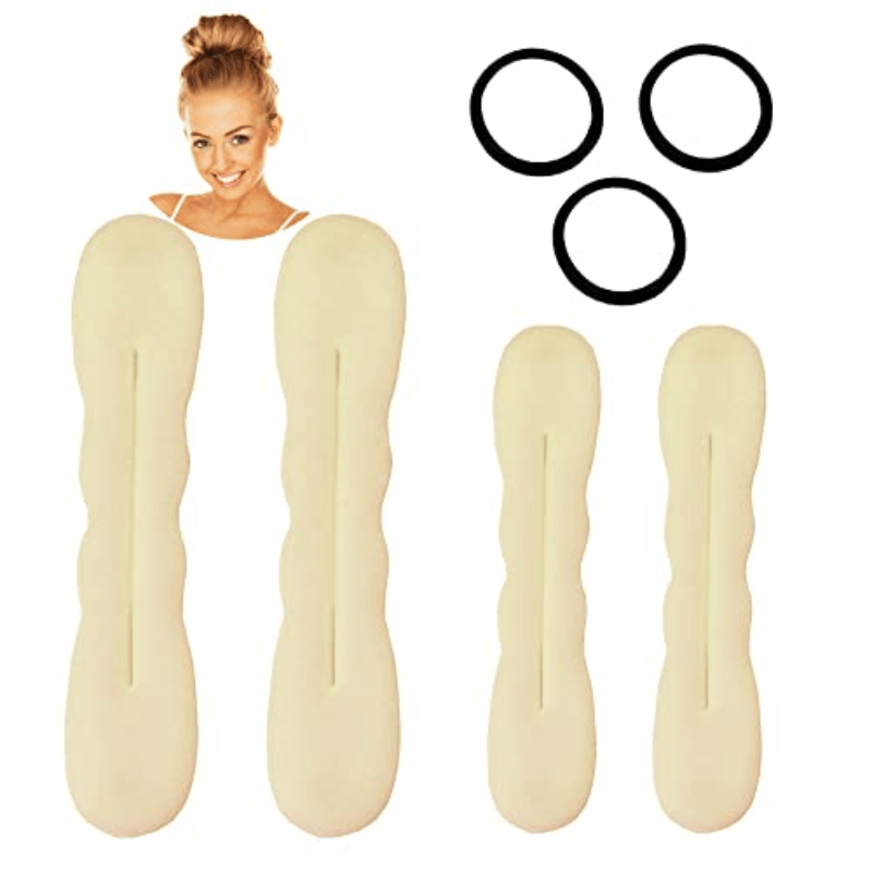 4pcs Solid Hair Bun Maker & 3pcs Hair Tie Elastic Headwear