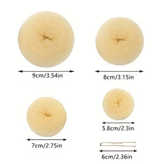 4pcs Hair Bun Shaper Set Donut Bun Maker Blonde 10pcs Bobby Pins