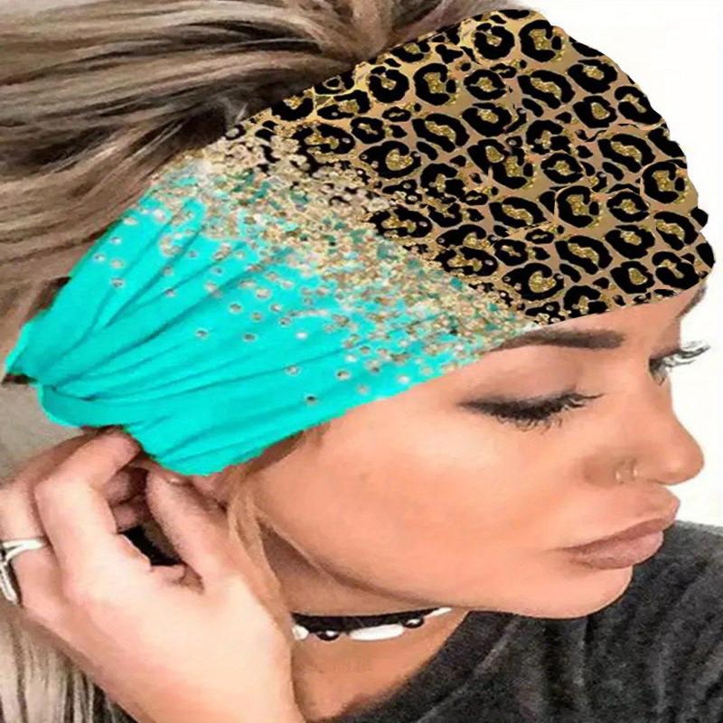 Boho Leopard Print Headband Stretchy Head Hoop Colorful Headdress