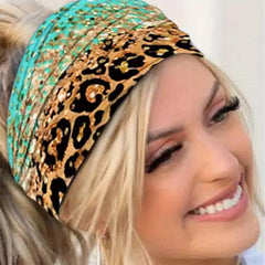 Boho Leopard Print Headband Stretchy Head Hoop Colorful Headdress
