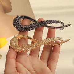 Golden Rhinestone Hair Clip Bun Holder Twist Clip Hair Accessories