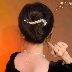 Golden Rhinestone Hair Clip Bun Holder Twist Clip Hair Accessories