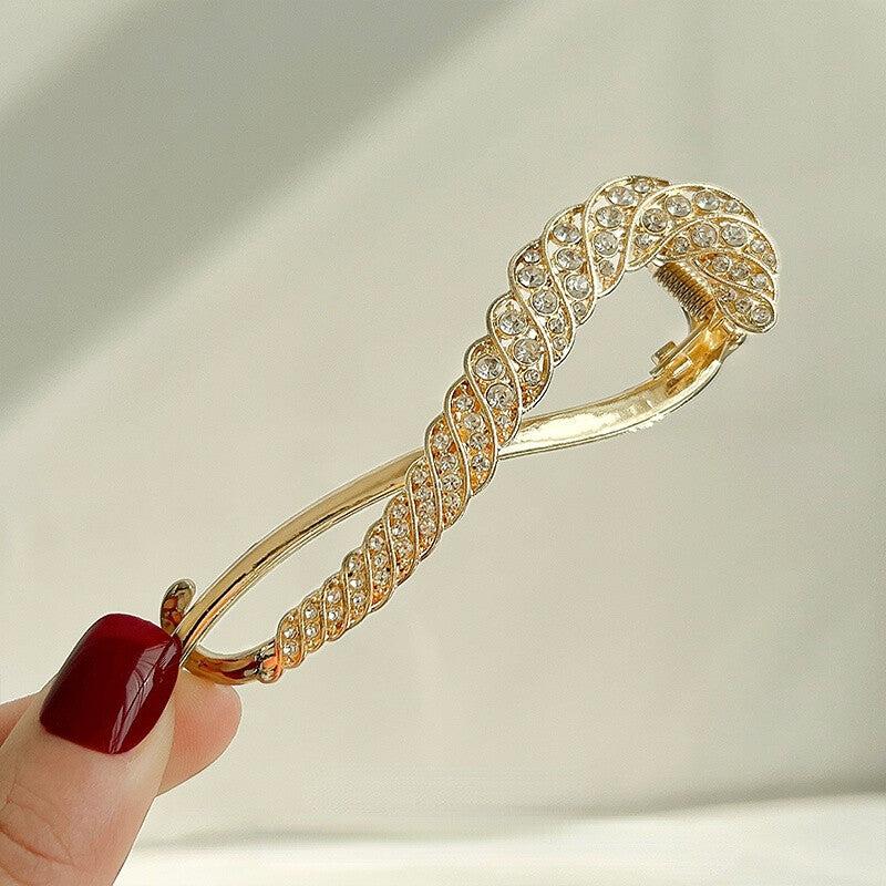 Golden Rhinestone Hair Clip Bun Holder Twist Clip Hair Accessories