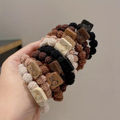 5pcs Plush Rabbit Hair Tie Ponytail Holder Hair Accessories