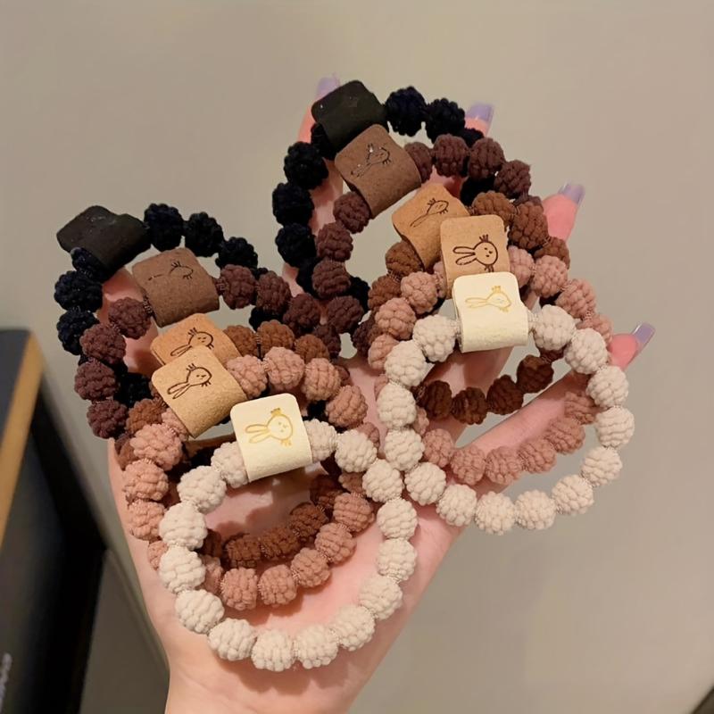 5pcs Plush Rabbit Hair Tie Ponytail Holder Hair Accessories