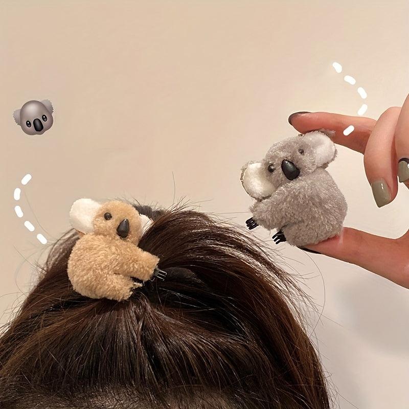 2pcs Koala Small Hair Claw Plush Plastic Koala Female Hair Accessories