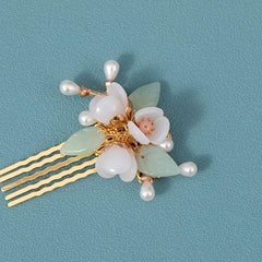 Vintage Faux Pearl Flower Hair Clip U Shaped Hairpin