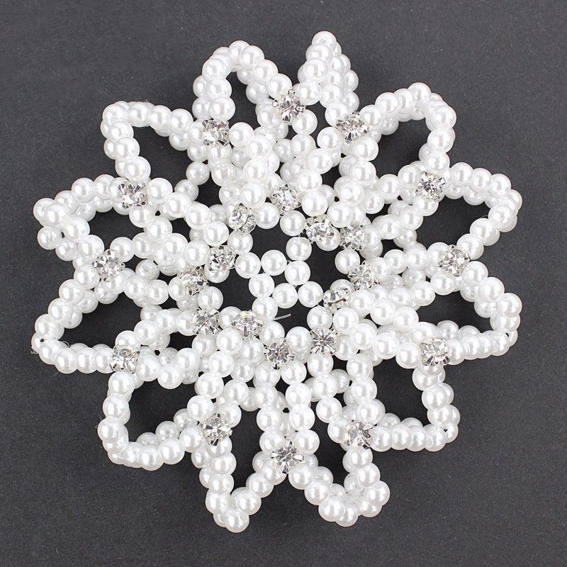 Pearl Rhinestone Hair Snood Net Ballet Bun Hair Covers