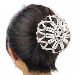 Pearl Rhinestone Hair Snood Net Ballet Bun Hair Covers