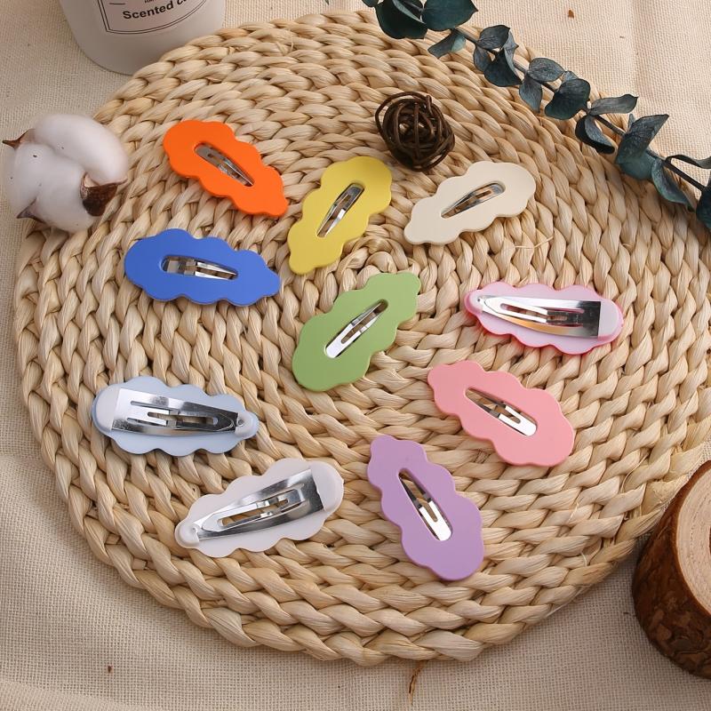 10pcs Candy Cloud Snap Clips Matte Colors Barrettes for Women Hair Accessories