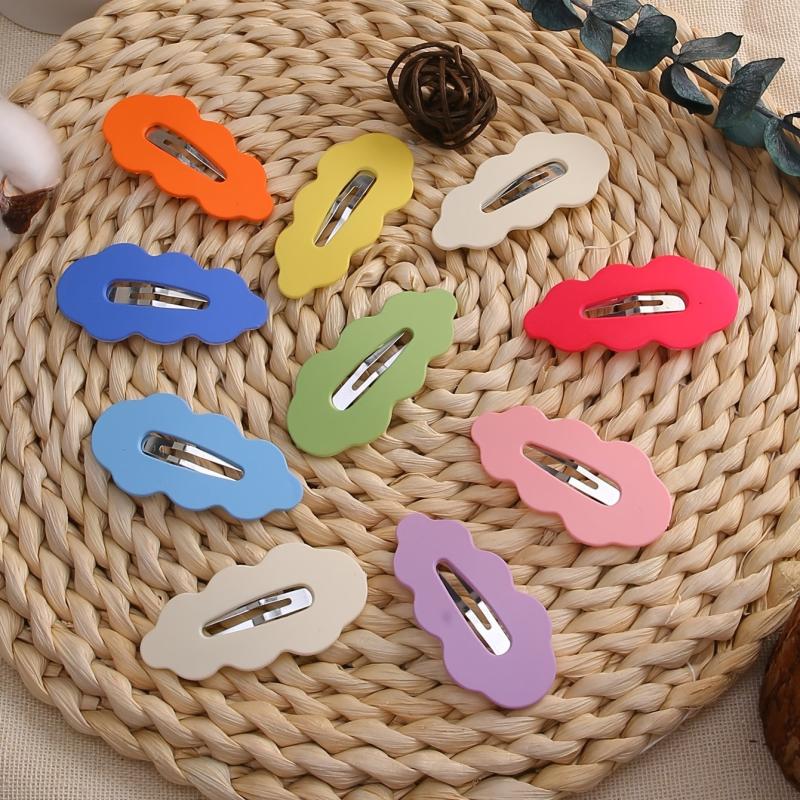10pcs Candy Cloud Snap Clips Matte Colors Barrettes for Women Hair Accessories