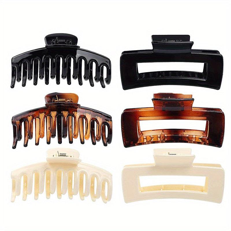 6pcs Large Hair Claw Clips Thick Thin Hair Matte Square Hair Claws Clips