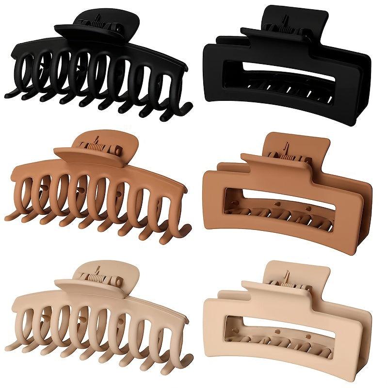 6pcs Large Hair Claw Clips Thick Thin Hair Matte Square Hair Claws Clips