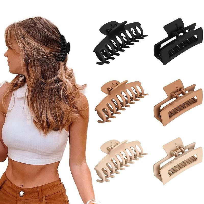 6pcs Large Hair Claw Clips Thick Thin Hair Matte Square Hair Claws Clips