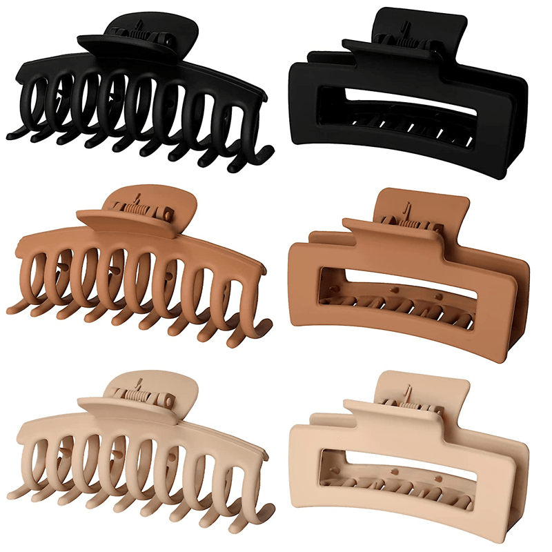 6pcs Large Hair Claw Clips Thick Thin Hair Matte Square Hair Claws Clips