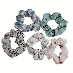 5pcs Large Cartoon Pattern Scrunchie Hair Tie Hair Rope Female Hair Accessories