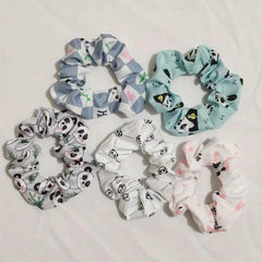 5pcs Large Cartoon Pattern Scrunchie Hair Tie Hair Rope Female Hair Accessories