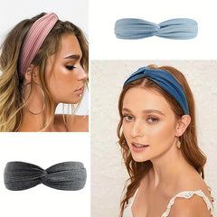 Boho Knotted Cross Headband Non Slip Hair Band for Girls
