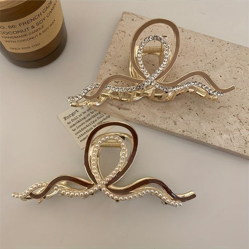 Metal Rhinestone Hair Claw Large Back Head Jewelry