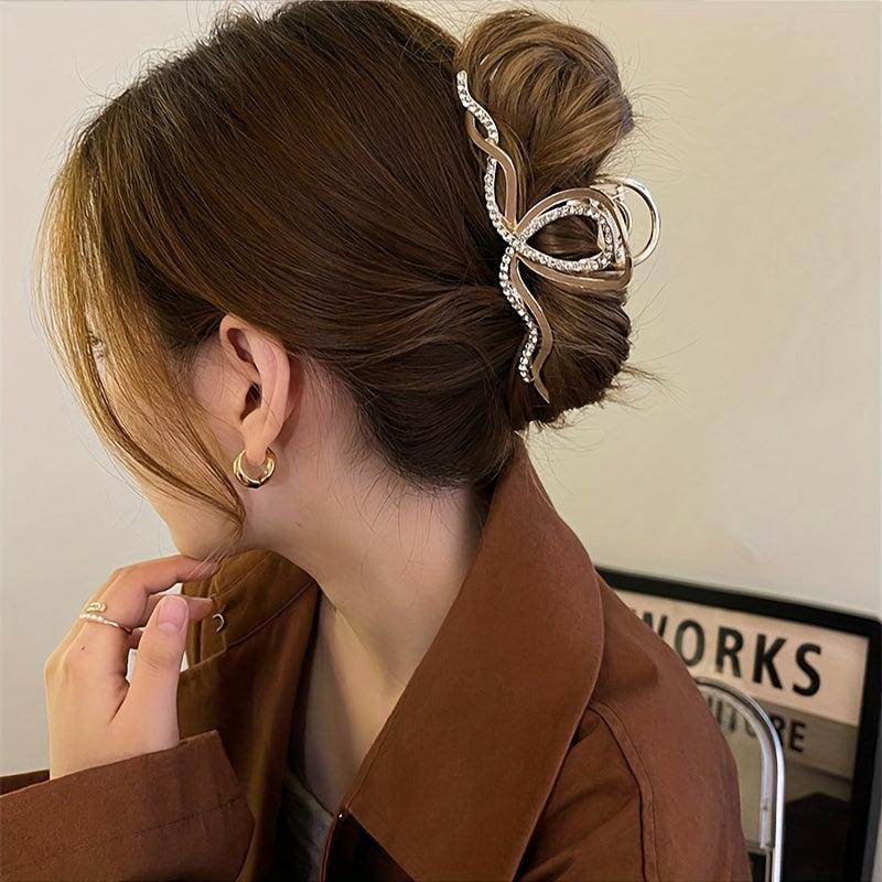 Metal Rhinestone Hair Claw Large Back Head Jewelry