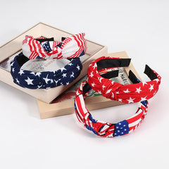 American Flag Headband Women Girls 4th of July Patriotic Bow Wide Yoga Band