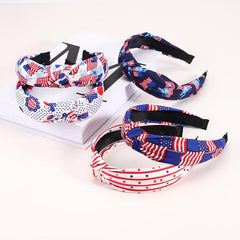 American Flag Headband Women Girls 4th of July Patriotic Bow Wide Yoga Band