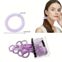 10pcs Spiral Hair Tie Holographic Hair Rope Elastic Hair Ring Y2K