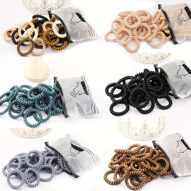 10pcs Spiral Hair Tie Holographic Hair Rope Elastic Hair Ring Y2K