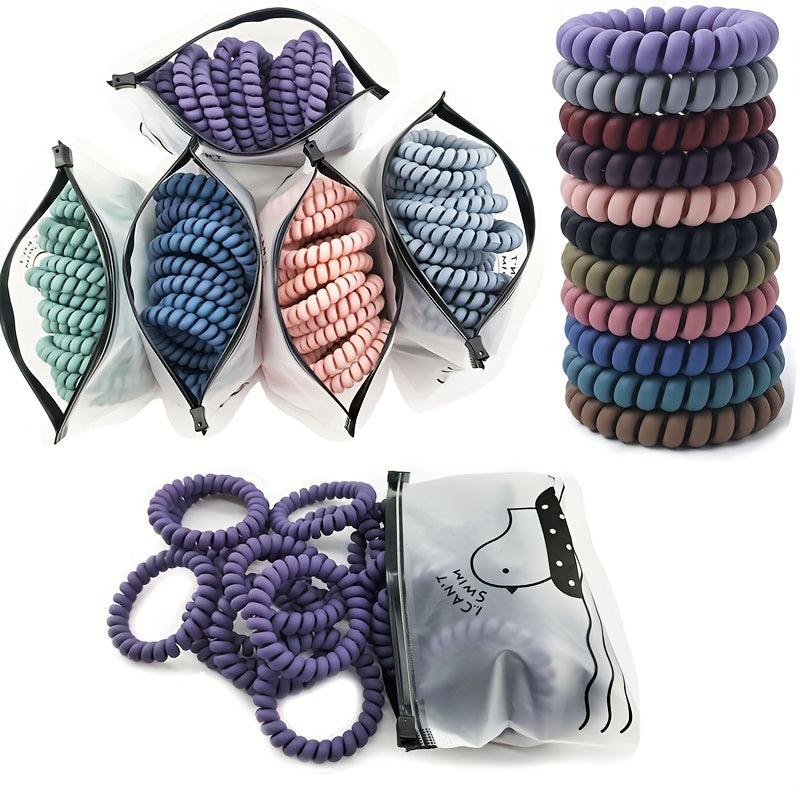 10pcs Spiral Hair Tie Holographic Hair Rope Elastic Hair Ring Y2K