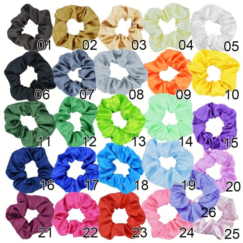 10pcs Large Satin Scrunchie Hair Tie Solid Silky Hair Rope