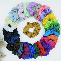 10pcs Large Satin Scrunchie Hair Tie Solid Silky Hair Rope