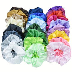 10pcs Large Satin Scrunchie Hair Tie Solid Silky Hair Rope