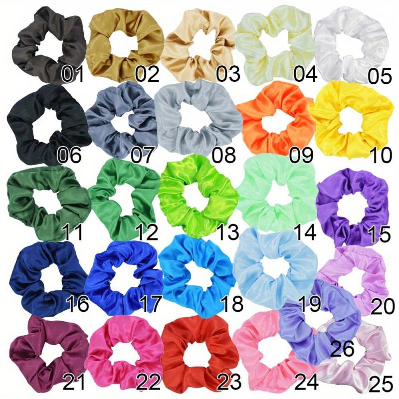 10pcs Large Satin Scrunchie Hair Tie Solid Silky Hair Rope