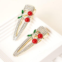 2pcs Sweet Cherry Hair Clips Rhinestone Hair Barrettes Hairpins Hair Accessories