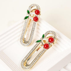 2pcs Sweet Cherry Hair Clips Rhinestone Hair Barrettes Hairpins Hair Accessories