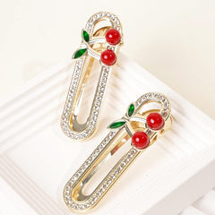 2pcs Sweet Cherry Hair Clips Rhinestone Hair Barrettes Hairpins Hair Accessories