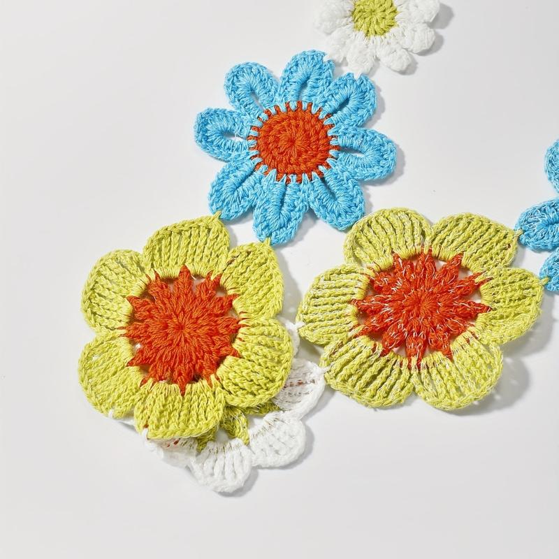 Flower Crochet Hair Band Knitted Bandana Sweet Hair Accessories