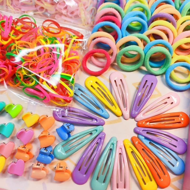 895PCS Girls Hair Accessories Set High Elasticity Hair Bands Ponytail Ropes