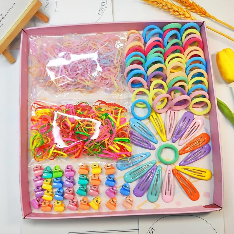 895PCS Girls Hair Accessories Set High Elasticity Hair Bands Ponytail Ropes