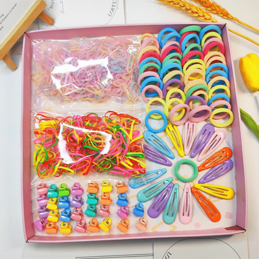 895PCS Girls Hair Accessories Set High Elasticity Hair Bands Ponytail Ropes