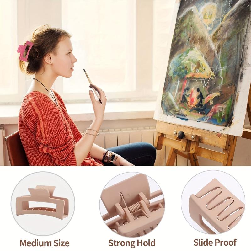 6PCS Frosted Matte Hair Claw Non slip Hair Accessories