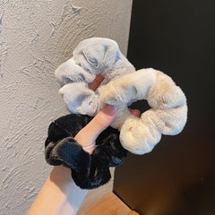 Faux Fur Scrunchies Pom Hair Elastics 9pcs