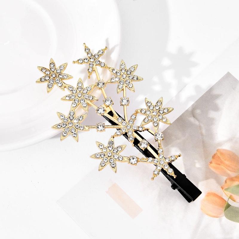 Vintage Crystal Star Hair Clip Barrette Rhinestone Headpieces