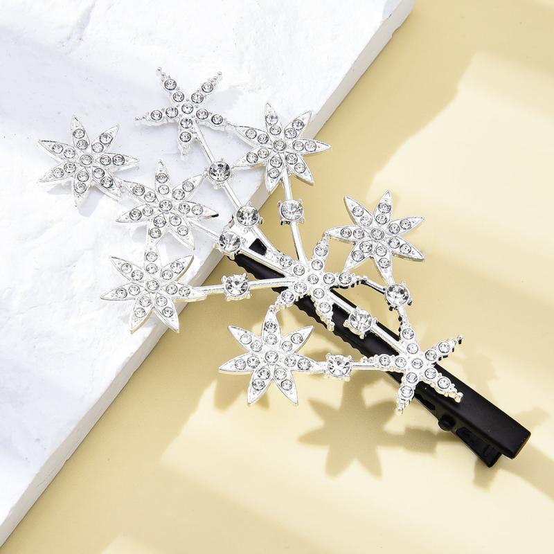 Vintage Crystal Star Hair Clip Barrette Rhinestone Headpieces