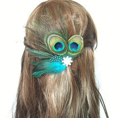 Peacock Feather Hair Clip Ornament Western Style Hair Accessories