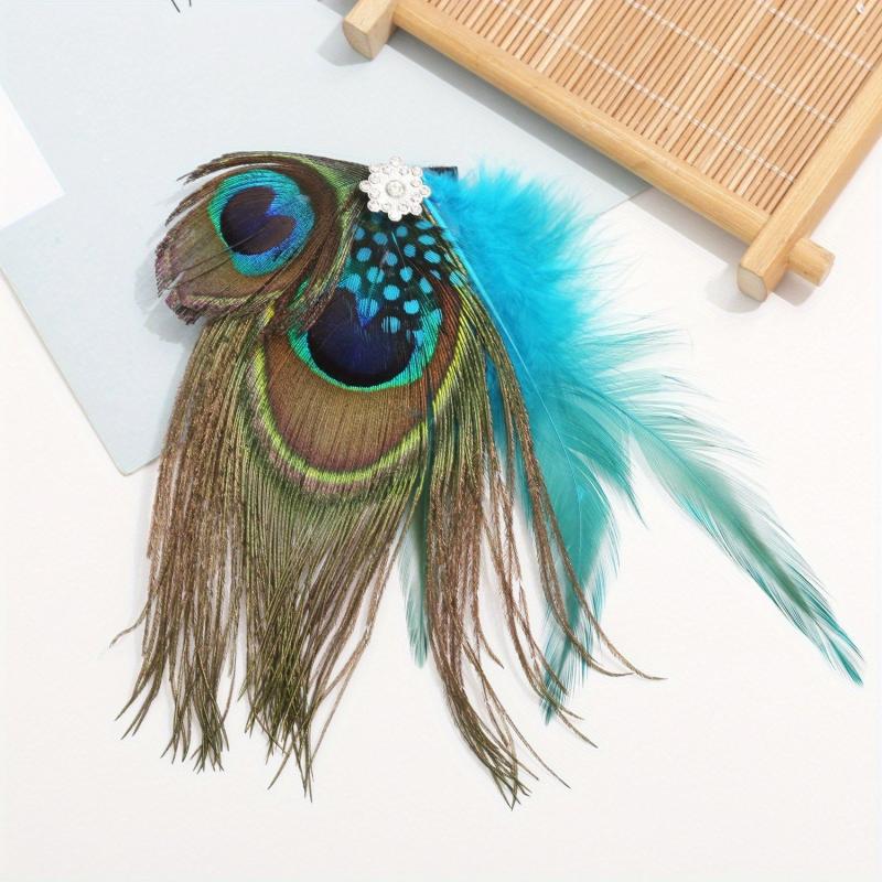Peacock Feather Hair Clip Ornament Western Style Hair Accessories