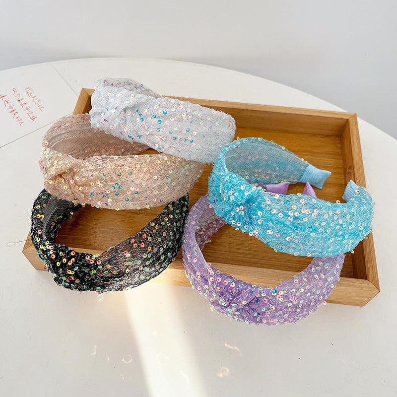 Sweet Mesh Knotted Headband Wide Brim Hair Band