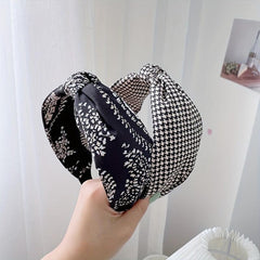 Houndstooth Knot Hair Hoop Paisley Print Wide Headband